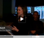 Screen grab of Colleen Busch reading from Fire Monks.