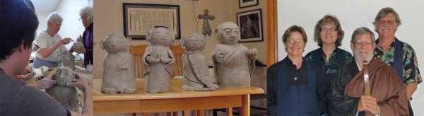 Making Jizo statues; a few sangha members with Bruce Fortin.